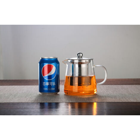 Théière en verre transparent avec infuseur, théière ronde avec infuseur, théière en verre borosilicate résistant à la chaleur, théière compatible avec les plaques de cuisson 550 ml (550 ml)