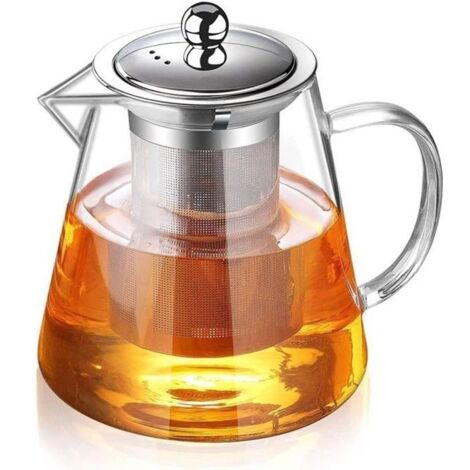 Théière en verre,Théière,Théière en verre borosilicate transparent,avec infuseur,pour Fleurs et Feuilles des thé en Vrac,750ml