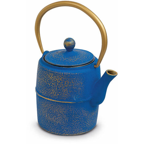 THÉIÈRE FONTE ANSE DORÉ 600ML BLEU