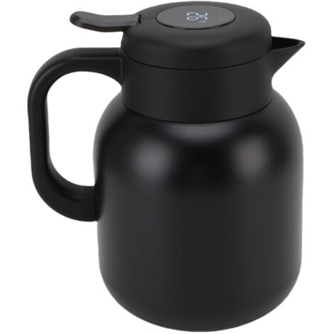 Théière isolée sous vide avec infuseur 1500 ml Affichage numérique de la température Pot de rétention chaud et froid en acier inoxydable pour café, lait, boisson Noir