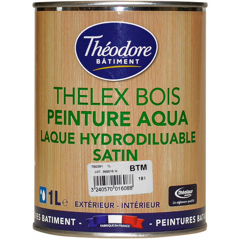Thelex Bois Aqua : Peinture laque satinée pour la décoration et la protection du bois en intérieur et en extérieur