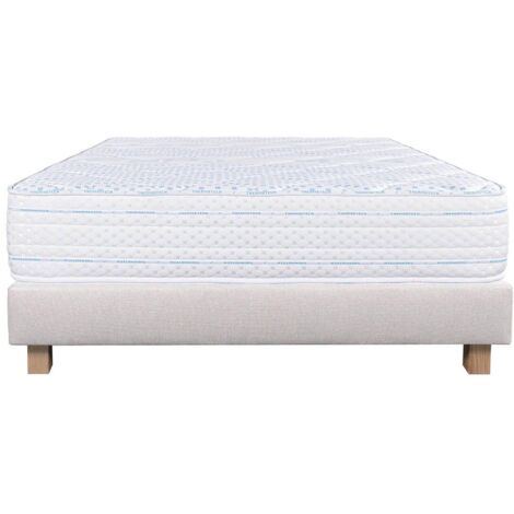THELIO - Ensemble Matelas Mousse Ep.24cm + Sommier Tapissier Beige 160x200 cm