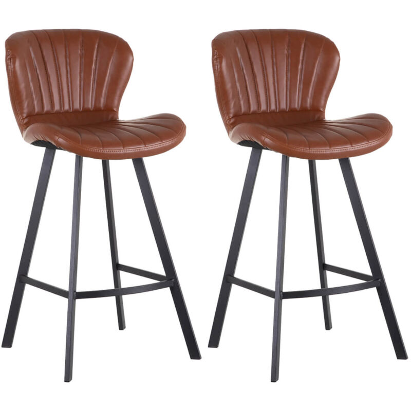 Altobuy - thelma - Lot de 2 Tabourets de Bar Simili Camel