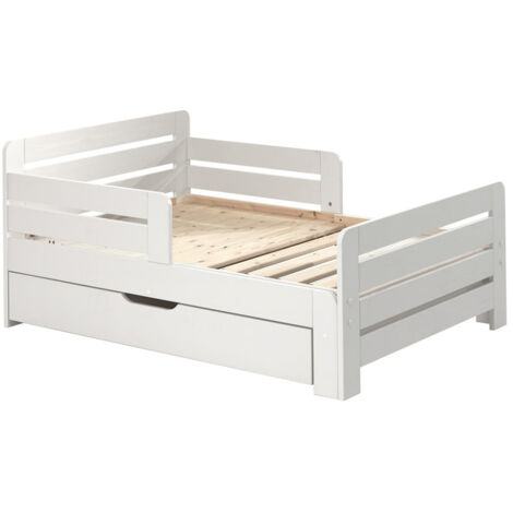 THEMIS - Lit Evolutif Blanc 90x140/160/200cm avec Tiroir