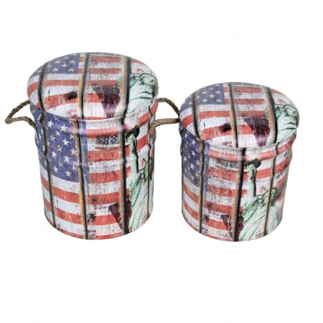 THEODORE - set di 2 pouf contenitore tondo poggiapiedi