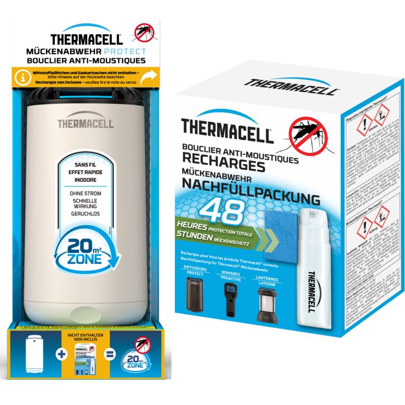 THERMACELL Diffuseur Anti-Moustiques et Moustiques Tigres - Extérieur - Sans Fil Nomade - Zone de Protection 20m² - Effet Rapide - Inodore
