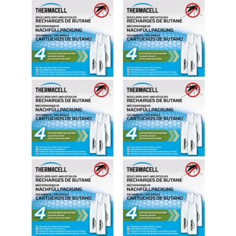 THERMACELL - Lot De 24 Cartouches de Gaz Butane Pour Bouclier Diffuseur et Lanterne Anti-Moustiques - Effet Rapide - Inodore THBUTANE4X6