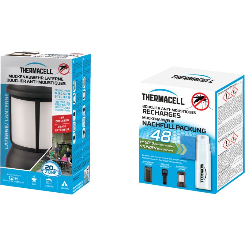 Thermacell - Pack Anti Moustiques Appareil Lanterne + Recharges 48h Jusqu'à 60h d'utilisation Anti Moustique & Moustique Tigre Protection 20m²