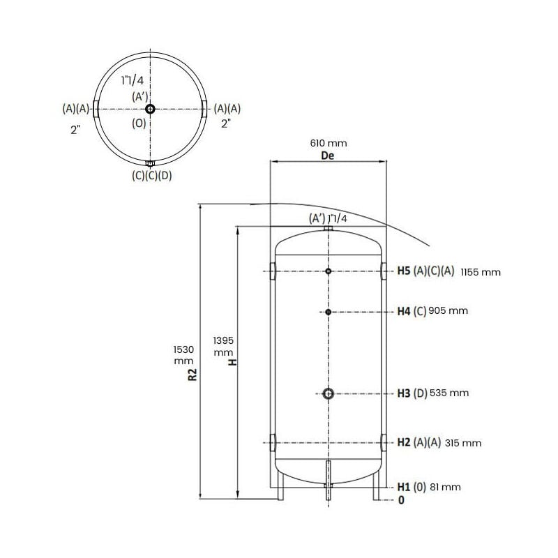 Ballon de stockage pour circuit primaire eau chaude ou froide 300 l Thermador