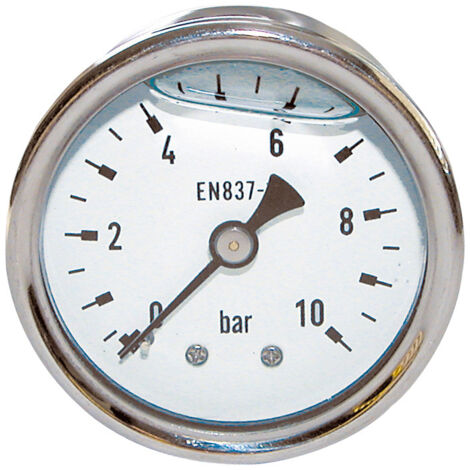 Thermador – Manomètre inox glycérine axial mâle 1/4' – Cadran Ø50mm – Pression 0 à 10 bars – Norme EN 837-1 - 50mm-0