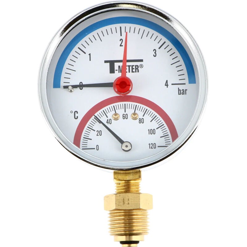 Manothermomètre radial Mâle 1/2' (15/21) - Ø80 mm - 0 à 4 bar Thermador