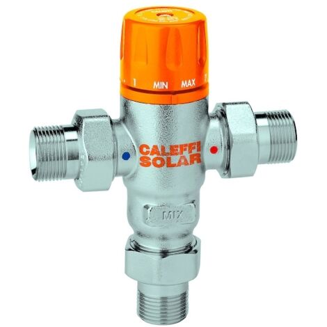 Thermador – Mitigeur thermostatique solaire 3/4'' – Clapets anti-retour intégrés – Longueur 134 mm – Pression max 14 bars – Débit max 1 700 l/h