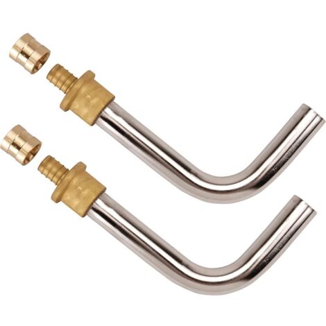Thermador – Raccordement radiateur PER à glissement Ø12 – Inox – 2 tubes coudés DN15 – Compatible tubes plastiques 10/12 mm