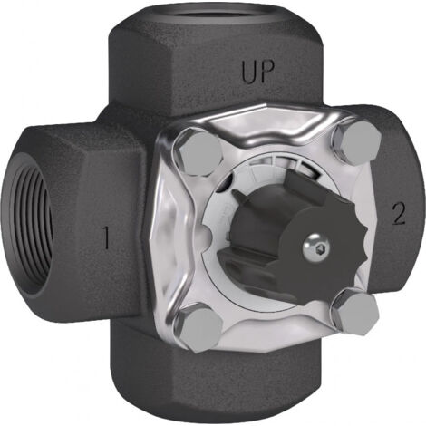 Thermador – Vanne 4 voies C 32 en fonte – Corps laiton, joints EPDM – Raccord fileté DN32 – Température max 110°C, pression 10 bars - PL216