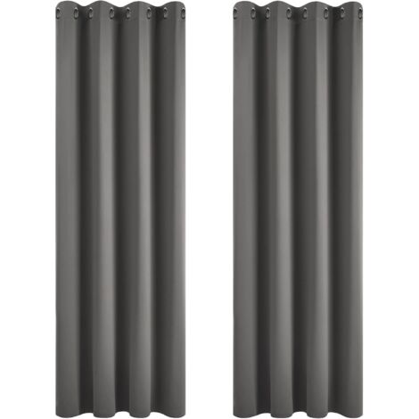 Thermal Insulated Anti Cold Curtain, 135x240 CM (Width x Height), Blackout Curtains for Living Room and Bedroom, Modern Design with Eyelets, Dark Gray, 2 Pieces