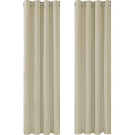 Thermal Insulated Blackout Curtains, Curtains for Living Room and Bedroom, Modern Eyelet Design, 132x160 CM (Width x Height), Dark Beige, 2 Pieces OXAVA5CN2V