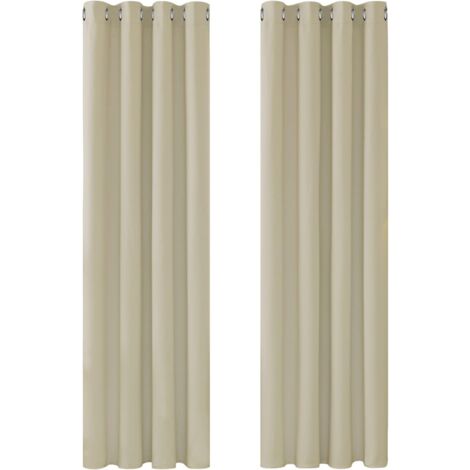 Thermal Insulated Blackout Curtains, Curtains for Living Room and Bedroom, Modern Grommet Design, 132x160 CM (Width x Height), Dark Beige, 2 Pieces