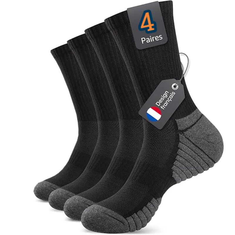 Thermal Socks for Men Women, Work Socks, Breathable Cotton Winter Socks, 4 Pack Non Slip Sports Socks L