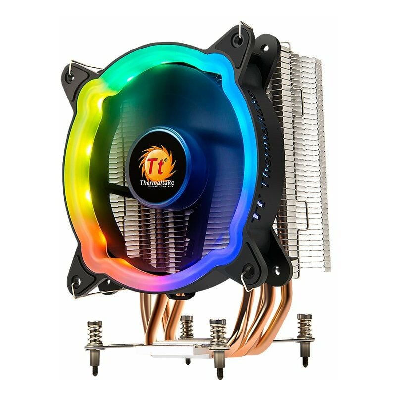 

RGB CPU Air Cooler 120mm PWM Fan 4 Instalacion de hebilla Heatpipes de contacto directo para Intel 115X Static RGB Color - Thermaltake