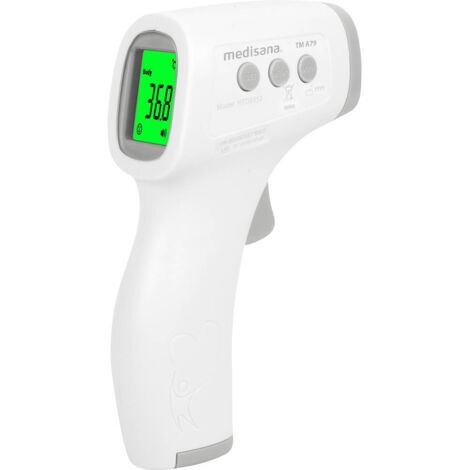 Thermemetre sans contact TM A79 medisana. Alarmes visuelle (3 couleurs) et sonore. Dispositif médical certifié. 50 mémoires.