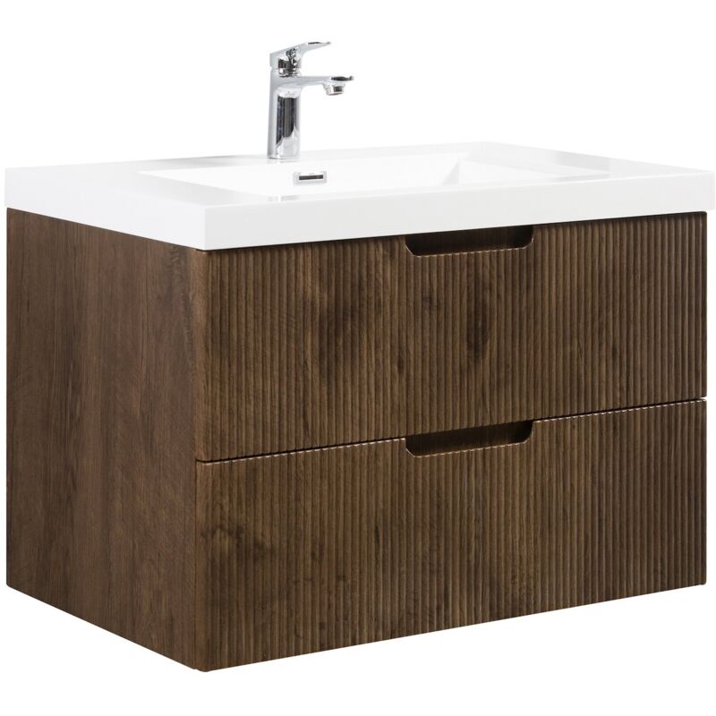 Badplaats - Badezimmer Badmöbel-set Thermis 80 Cm – Dunkel Braun – Badezimme