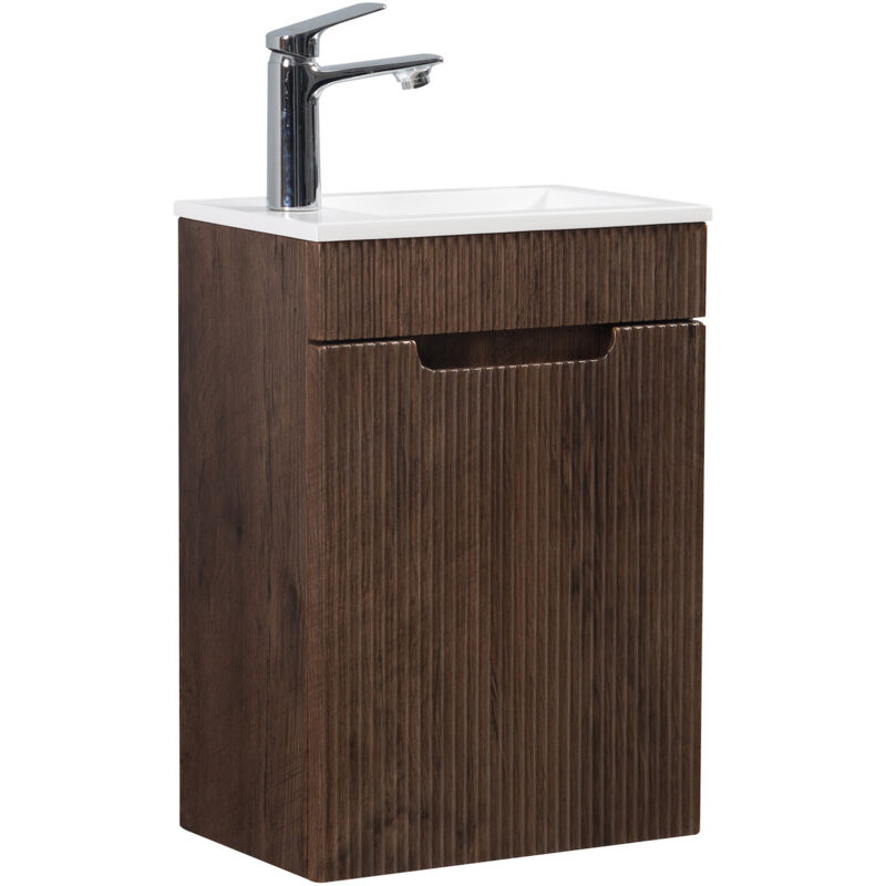 Badplaats - Meuble Lave-mains Thermis 40 x 22 cm - Brun Noyer -