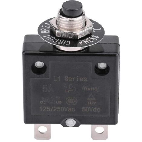 Thermischer Rücksetz-Leistungsschalter, 125-250V AC 50V DC Überstromschutz-Druckknopf-Leistungsschalter (18 Ampere)