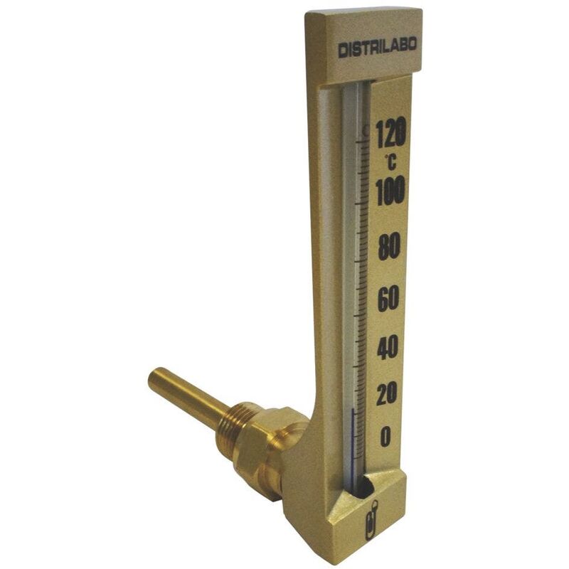 Thermometre Chantier verre rond mod√®le equerre pl.63 m m 15 x 21 0 / 120∞ Distrilabo Ref.74ELIM03D