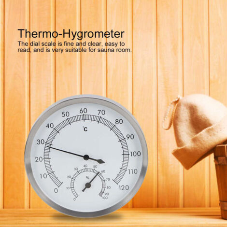 Thermo Hygrometer Sauna Room Thermometer Hygrometer Thermomètre Hygromètre Inox 2-en-1 pour Salle de Bain Design Étanche Haute Température Acier Inoxydable
