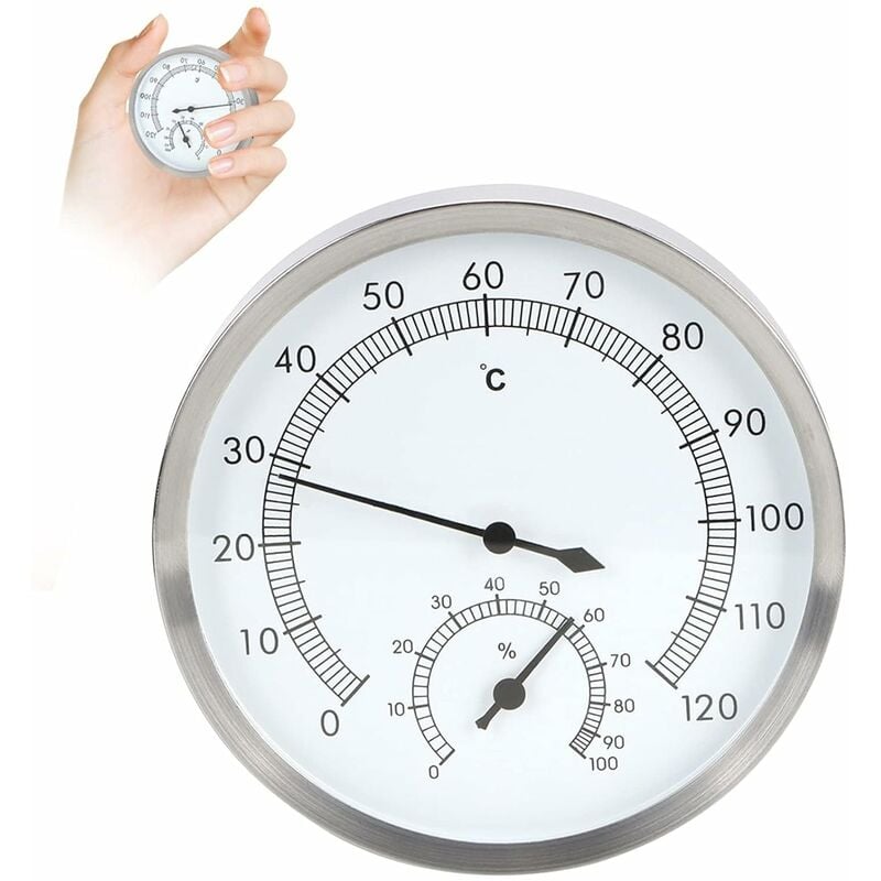 Linghhang - Thermo-hygromètre Analogique, 2 en 1 en Acier Inoxydable Thermomètre Hygromètre Thermo-Hygromètre Accessoire d'équipement pour la Maison,
