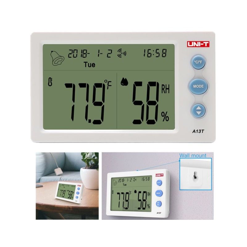 Uni-t - Thermo-hygromètre numérique Mesureur de température/humidité Ut13t A13t