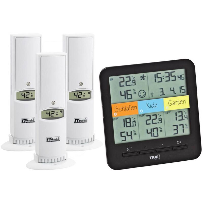 Thermo-hygromètre radiopiloté Tfa Dostmann Weatherhub SmartHome System Klima@Home noir