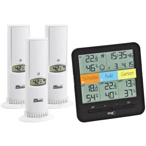 Thermo-hygromètre radiopiloté TFA Dostmann Weatherhub SmartHome System Klima@Home noir