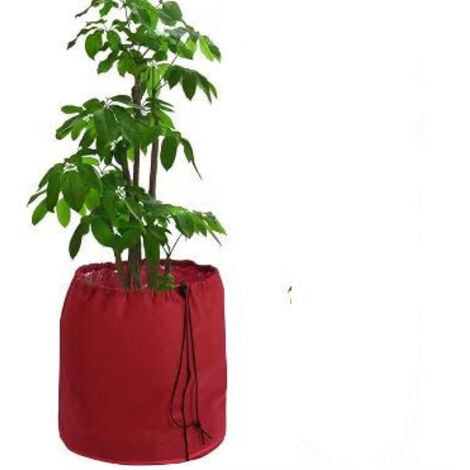 KEYOUNG Thermo Topfschutz für Pflanzen in Aussenbereichen, doppelt isoliert, Winterschutz für Kübelpflanzen vor Frost und Nässe, mit Drainage (45x55cm, Rot)