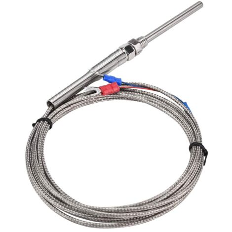 Thermocouple de résistance PT100 avec filetage M8 - Sonde de 50 mm - Plage de température de 0 à 400 °C (3 m)