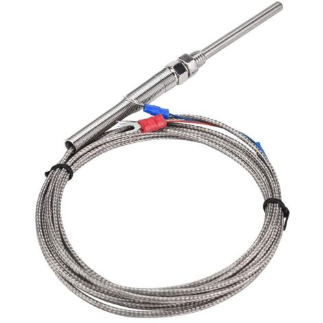 Thermocouple de résistance PT100 avec filetage M8 - Sonde de 50 mm - Plage de température de 0 à 400 °C (3 m)