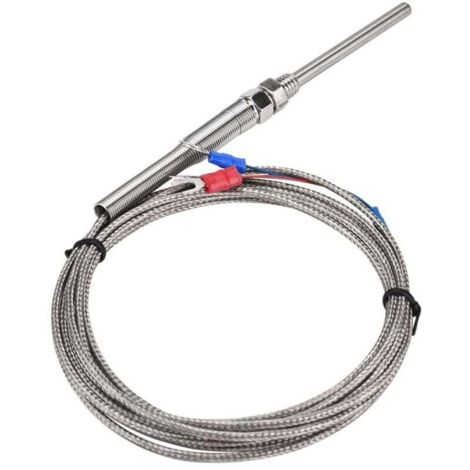 Thermocouple de résistance PT100 avec filetage M8 - Sonde de 50 mm - Plage de température de 0 à 400 °C (3 m)