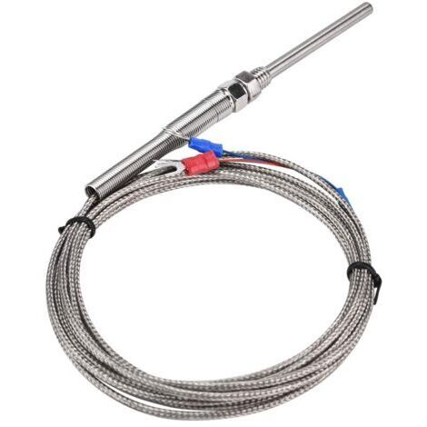 Thermocouple de résistance PT100 avec filetage M8 - Sonde de 50 mm - Plage de température de 0 à 400 °C (3 m)