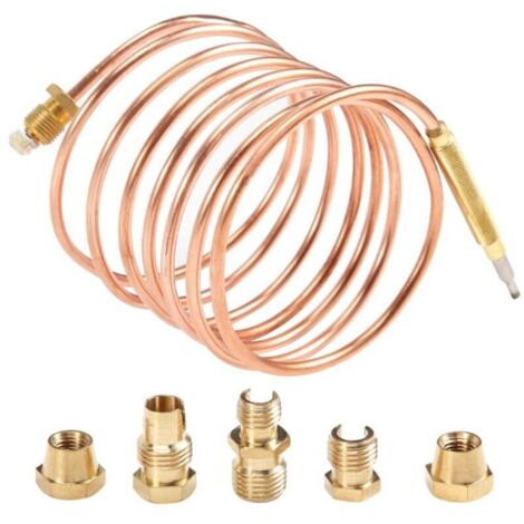 Thermoelement-Set Gasthermoelement M6x0,75 M9-1,5M Gold-Kupfer-Farbe für Gas-Wassererhitzer, Boiler, Herde, Öfen mit 5 Muttern