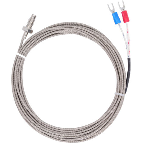 Thermoelement-Sonde Typ K M6, Temperatursensor mit 4 Meter Kabel, rot-gelber Draht.
