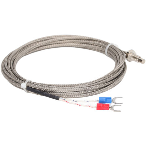 Thermoelement-Sonde Typ K mit Schraubgewinde, Temperatursensor mit M6-Gewinde, 2 Drähte und 4 Meter Kabel