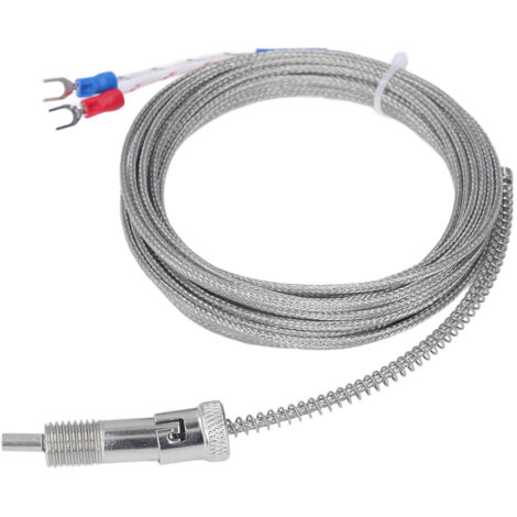 Thermoelement-Temperaturfühler Typ K mit Druckfeder, Messfühler 0–400 °C, M12-Stecker, 5-Meter-Kabel
