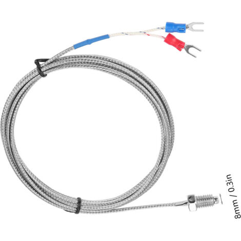 Thermoelement-Temperatursensor Typ K mit M8-Draht, 0–400 °C, 2 Meter lang