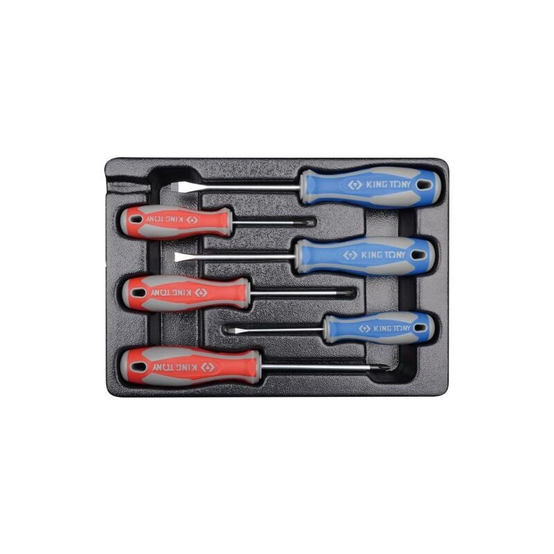 Thermoformé de 6 tournevis ph 0X60-1X80-2X100- Plats 3X75-5.5X100-6.5 - King Tony