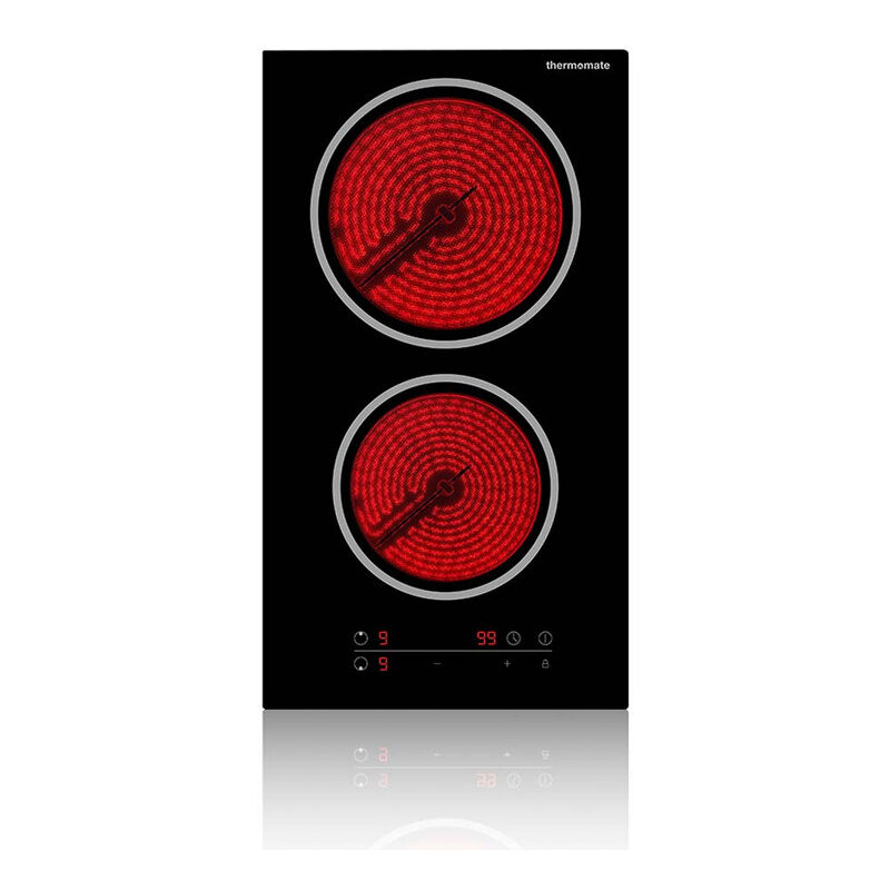 Thermomate - Plaque de Cuisson vitrocéramique encastrée, Avec Minuterie&Serrure de sécurité - CHTB302 - 2 zones - 3000W