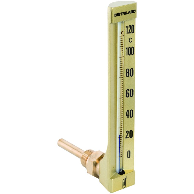 Thermomètre industriel équerre - 15x21 - Grand modèle 200mm Sonde long 63mm - 0 à 120°C
