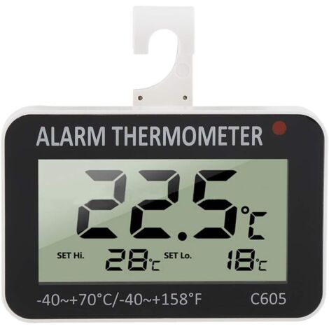 Thermom&egravetre R&eacutefrig&eacuterateur Mesure de -40&degC &agrave +70&degC Thermom&egravetre de Frigo Electronique Cong&eacutelateur d'Alarme Num&eacuterique Avec Crochet pour Cuisine Restaurants