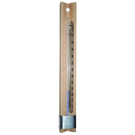 Thermometer auf Holzbasis, Blinky-Skala, 0–120 °C, 40 x 4 cm