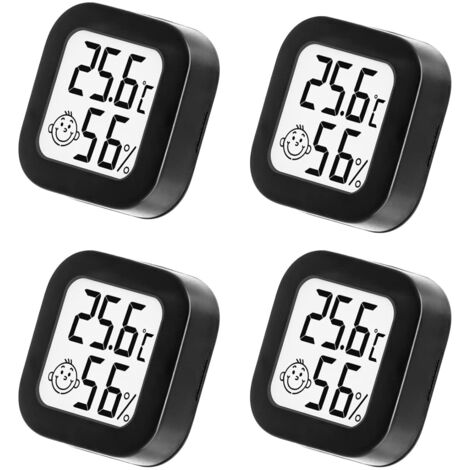 Thermometer Hygrometer Innenthermometer Schwarz Digital Hygrometer Anzeige Mini Thermo-Hygrometer Heimthermometer für Wohnung Babyzimmer Inkubator Keller Wintergärten usw