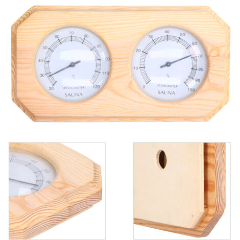 Thermometer-Hygrometer mit Anzeige – Zubehör für Sauna, Fitnessstudio und Zuhause – Holz und PP – Hohe Genauigkeit